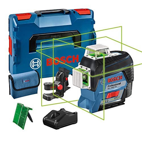 Bosch Professional Sistema 12V Nivel Láser GLL 3-80 CG (1 batería 12V + cargador, láser verde, interior, conexión Bluetooth, alcance hasta 30 m, soporte universal BM1, en L-BOXX)