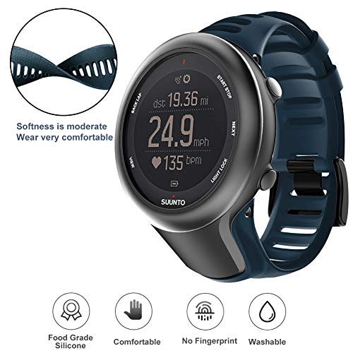 Bosixty Pulsera Correa de Reloj Ajustable Pulsera de Repuesto Accesorios de Banda de Reloj para SUUNTO Ambit 1 2 2R 2S 3 Sport Run Peak GPS Smartwatch Correa de Silicona