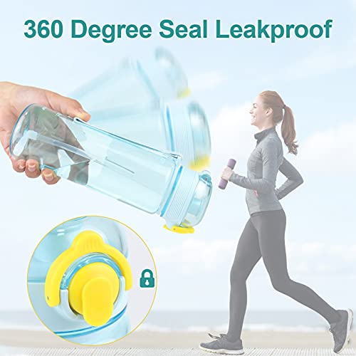 Botella de Agua 500 ml Botella para Beber Agua Deporte con Pajita Sin BPA con Marcador de Tapa A Prueba de Fugas Plástico Personalizada Portátil para Adolescentes Deportes Adultos Gimnasio Fitness