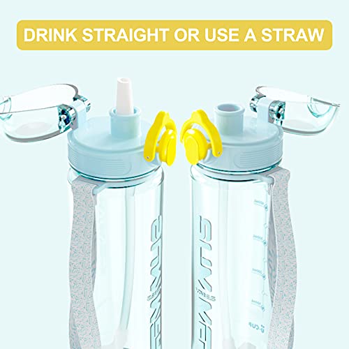 Botella de Agua 500 ml Botella para Beber Agua Deporte con Pajita Sin BPA con Marcador de Tapa A Prueba de Fugas Plástico Personalizada Portátil para Adolescentes Deportes Adultos Gimnasio Fitness