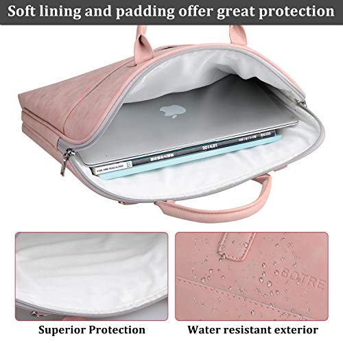 BOTRE 13-15.6 Pulgadas Bolso de Mujer Bandolera Ordenadores Multifuncional Maletín Hombre Funda para Portátil Macbook Air iPad Moda y Negocios (15.6pouces, Rosa)