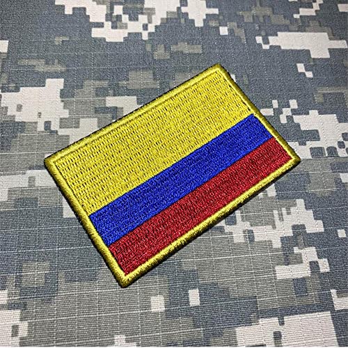 BP0049T01 Parche bordado de la bandera de Colombia para uniformar, Kimono, chaleco de bicicleta, planchar o coser