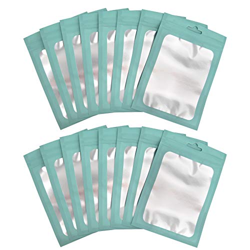 BQTQ 150 Piezas Bolsas de Aluminio con Cierre de Cremallera Resellable Bolsa de Papel de Aluminio Reutilizables, Azul Claro, 10,5x15cm