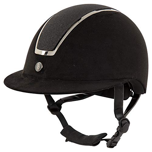 BR Omega - Casco de equitación (microfibra, 58-60 cm), color negro y gris