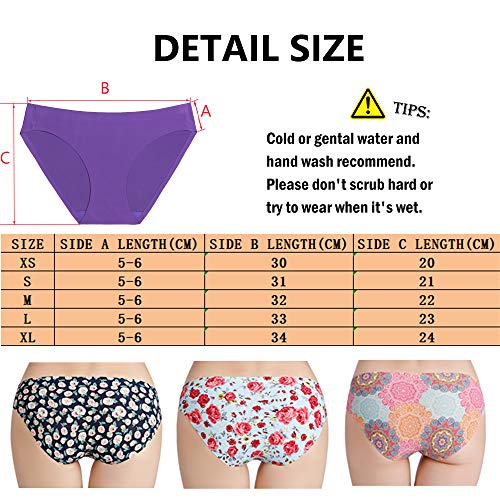 Bragas Mujer sin Costuras Invisible Señoras Braguitas Low Rise Suave Ligera Bikini Braguitas, Pack de 6 Flor S