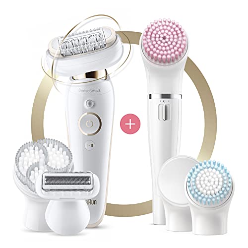 Braun Silk-épil 9 Flex Depiladora Mujer con Cabezal Flexible y Tecnología SensoSmart, Kit de Belleza, Inalámbrica, 9100, Blanco