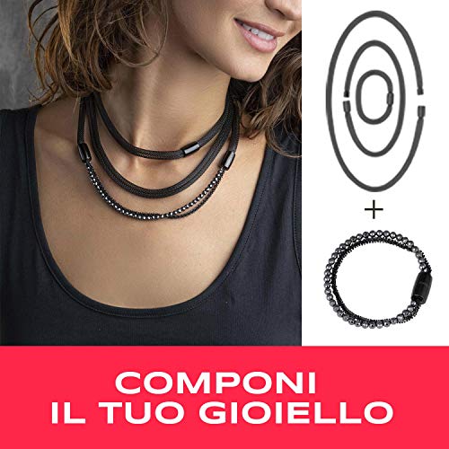 BREIL - Pulsera para Mujer con Pequeño Elemento Stardust Colección MAGNETICA SYSTEM TJ2938 - Joya para Mujer - Convertible y Combinable con Otros Elementos de la Colección - Acero y Hematita, 19 cm