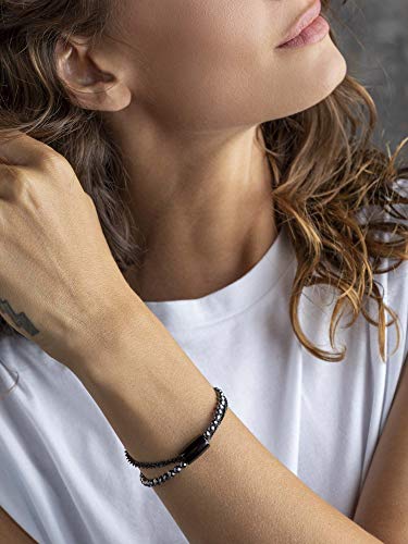 BREIL - Pulsera para Mujer con Pequeño Elemento Stardust Colección MAGNETICA SYSTEM TJ2938 - Joya para Mujer - Convertible y Combinable con Otros Elementos de la Colección - Acero y Hematita, 19 cm