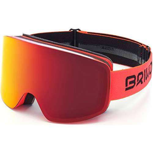 Briko Borealis Magnetic Máscara de esquí/Snow, Adultos Unisex, Orange Fluor-Red Mirror Cat. 2, Talla única