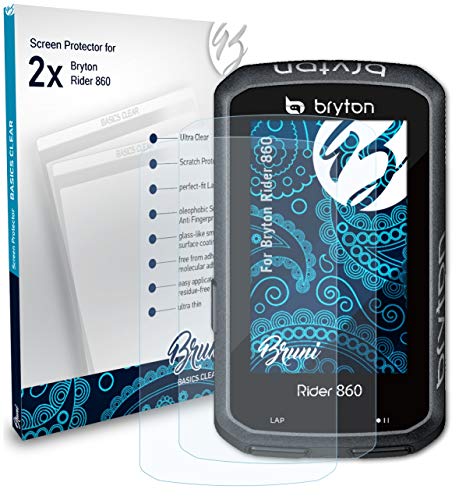 Bruni Película Protectora Compatible con Bryton Rider 860 Protector Película, Claro Lámina Protectora (2X)