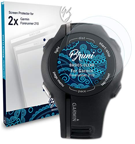 Bruni Película Protectora Compatible con Garmin Forerunner 210 Protector Película, Claro Lámina Protectora (2X)