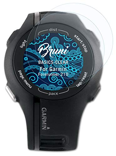 Bruni Película Protectora Compatible con Garmin Forerunner 210 Protector Película, Claro Lámina Protectora (2X)