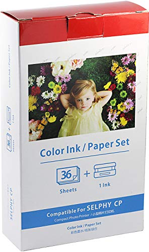 Bubprint Cartucho de Tinta + Papel fotográfico Compatible con Canon KP-36IP KP-36IN para Selphy CP1300 CP1000 CP1200 CP300 CP510 CP740 CP760 CP780 CP800 CP900