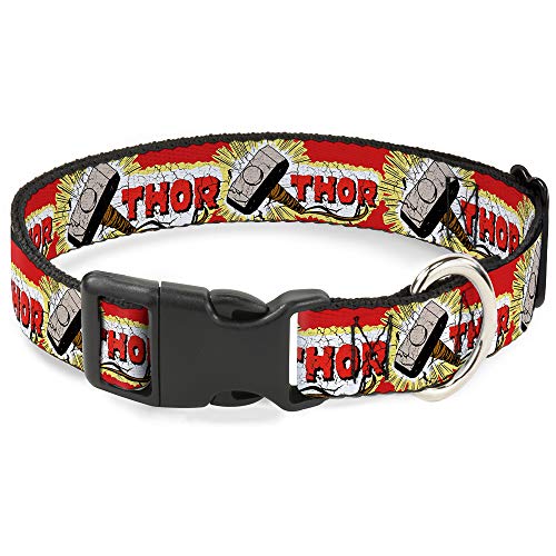 Buckle-Down Collar de Clip de plástico - Thor & Hammer Rojo/Amarillo/Blanco