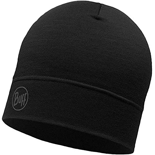 Buff Merino Lana 1, Gorro Unisex Adulto, Negro (Solid Black), Talla única