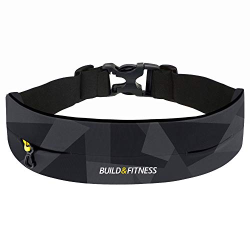 Build & Fitness Riñonera Running – Cinturón Hombre/Mujer Ajustable, Clip para Llaves - Ligero, Fino, Manos Libres – Móviles, Llaves, Tarjetas – Riñonera Deportiva Running, Gimnasio, Yoga, Deporte