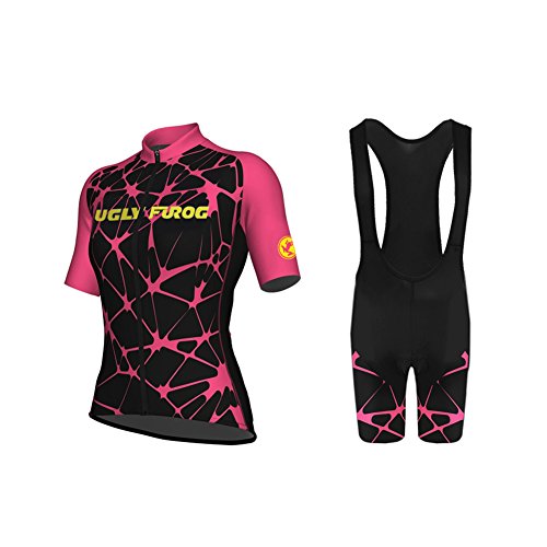 BurningBikewear Camuflaje Serie Mujer Women Wear Jersey de Ciclismo Maillot Ciclismo de Manga Corta y Ciclismo Bib Shorts Cycling Kits Camisetas de Ciclismo de la Correa Ciclismo Bicicletas