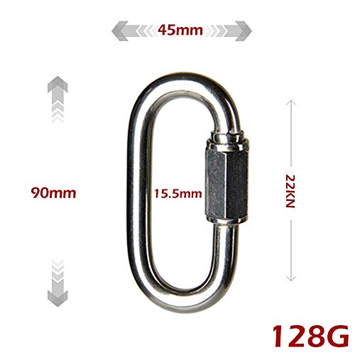 BXGZXYQ 10 mm Escalada al Aire Libre Mosquetón de Acero Inoxidable Plum Lock Bloqueo de Acero Resistir Protección contra el Agua Deportes Extremos Significativo Fuerte Abrasión Mosquetones