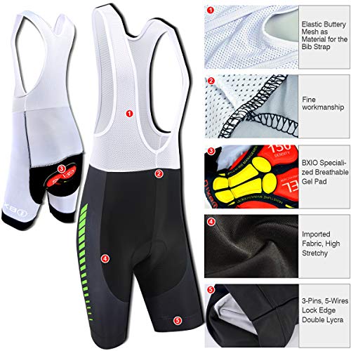 BXIO Conjunto Ciclismo Hombre, Manga Corta y Pantalones Cortos Acolchados, Gel 5D Ropa Ciclismo Transpirable Secado rápido