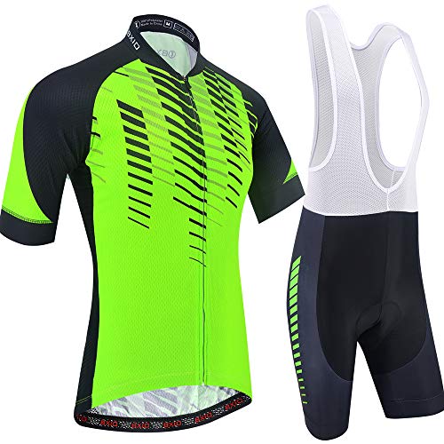 BXIO Conjunto Ciclismo Hombre, Manga Corta y Pantalones Cortos Acolchados, Gel 5D Ropa Ciclismo Transpirable Secado rápido