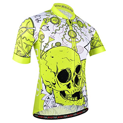 BXIO Maillot Ciclismo Hombre, Ropa Ciclismo Manga Corta con 3 Bolsillos Traseros Elásticos, Banda Reflectante, Cremallera Completa