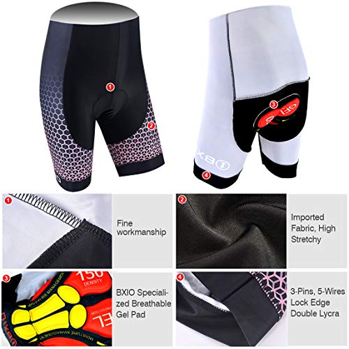 BXIO Maillot Ciclismo Mujer, Ciclismo Conjunto de Ropa con Pantalones Acolchado 3D para Deportes al Aire Libre Ciclo Bicicleta (Lightpink, L)