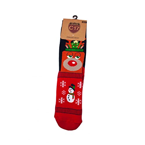 C17 Pack de 6 pares de calcetines navideños, multicolor, Talla única