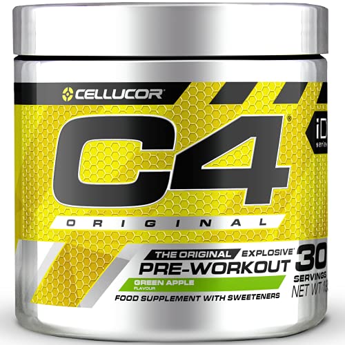 C4 Original - Suplemento en polvo para preentrenamiento - Manzana verde | Bebida energética para antes de entrenar | 150 mg de cafeína + beta alanina + monohidrato de creatina | 30 raciones