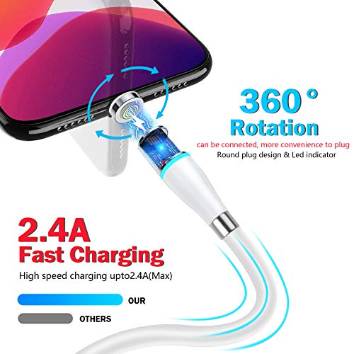 Cable de carga magnética, AICase Multi 3 en 1 Cable Super Organizado Carga Magnética Nano Data Cable con Adaptador Micro USB Tipo C IP Compatible con iphone Android Galaxy, Xiaomi, Huawei, Honor