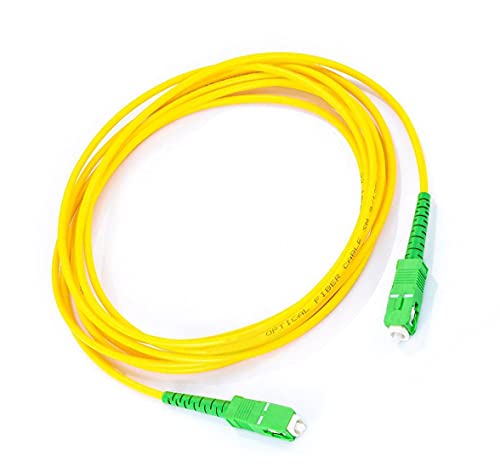 Cable de Fibra Óptica para Router-Compatible 99% Operadores Movistar Jazztel Vodafone Orange Amena Masmovil SC/APC a SC/APC monomodo simplex 9/125 (Amarillo, 2M)