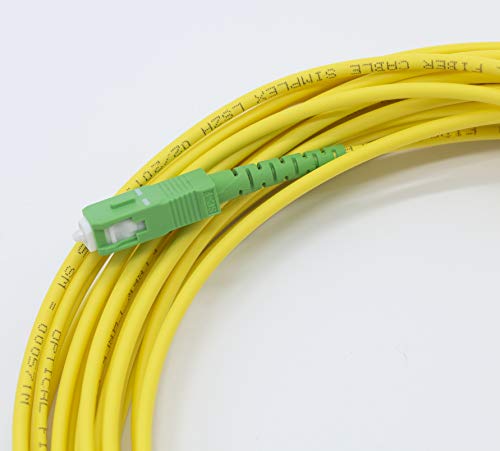 Cable Fibra Óptica Universal Amarillo - SC/APC a SC/APC monomodo simplex 9/125, Compatible con Orange, Movistar, Vodafone, Jazztel y todos los demás. 10 metros