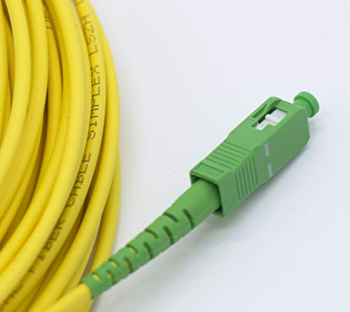 Cable Fibra Óptica Universal Amarillo - SC/APC a SC/APC monomodo simplex 9/125, Compatible con Orange, Movistar, Vodafone, Jazztel y todos los demás. 10 metros