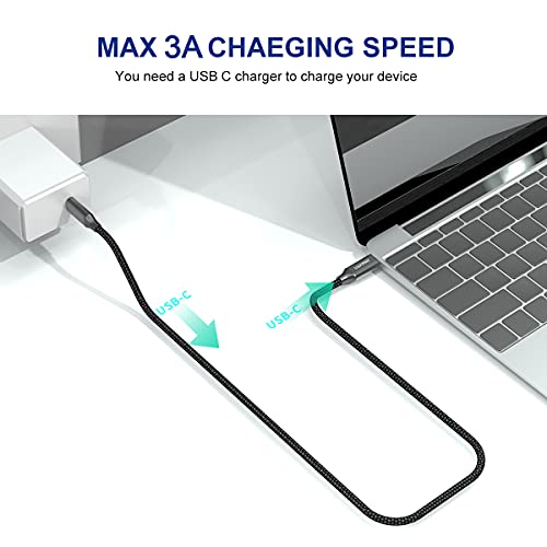 Cable USB C a USB C(1-Pack: 2m), Cable Tipo C Carga Rápida de Energía Nylon Duradero Trenzado para Macbook, MacBook Air, iPad Pro 2020, Xiaomi Mi10, Samsung S21 S20, Huawei P40 (Negro)