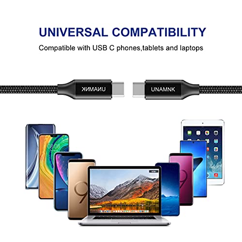 Cable USB C a USB C(1-Pack: 2m), Cable Tipo C Carga Rápida de Energía Nylon Duradero Trenzado para Macbook, MacBook Air, iPad Pro 2020, Xiaomi Mi10, Samsung S21 S20, Huawei P40 (Negro)