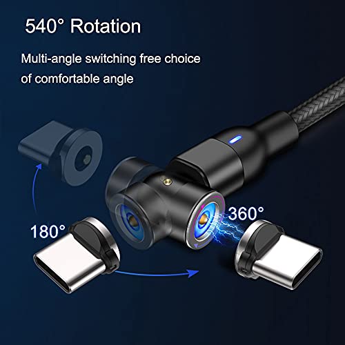 Cable USB Magnético [0.5m+1m+1m+2m+2m+3m], Melonboy Cable de Carga Magnética 360° y 180° Rotación Cable Magnetic Compatible con Micro USB, Tipo C Compatible con Huawei/Galaxy/Xiaomi (Negro)