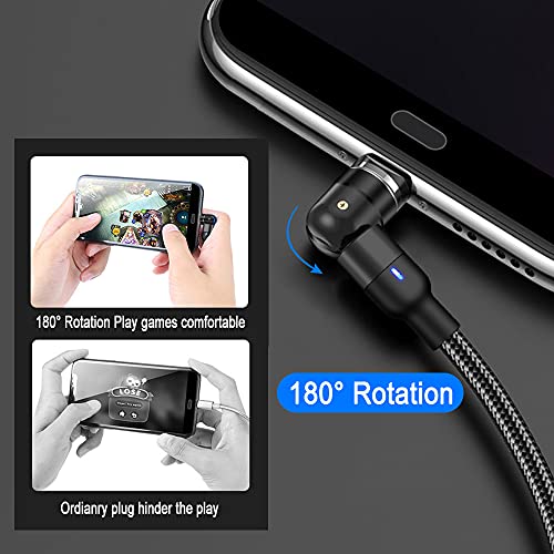 Cable USB Magnético [0.5m+1m+1m+2m+2m+3m], Melonboy Cable de Carga Magnética 360° y 180° Rotación Cable Magnetic Compatible con Micro USB, Tipo C Compatible con Huawei/Galaxy/Xiaomi (Negro)