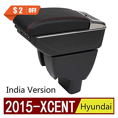 Caja Apoyabrazos Coche para Hyundai Xcent Car Center Console Reposabrazos USB Caja De Almacenamiento con Portavasos Cenicero Apoyabrazos Central Automóvil