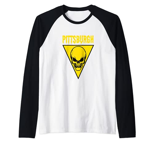 Calavera Pittsburgh Camiseta Manga Raglan