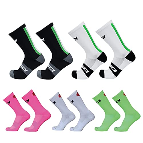 Calcetines de Ciclismo Hombres Mujeres Competición Profesional Calcetines Deportivos Calcetines de Bicicleta de Carretera al Aire Libre (Color : A White, Size : 39-45)