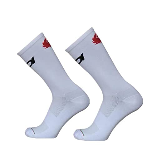 Calcetines de Ciclismo Hombres Mujeres Competición Profesional Calcetines Deportivos Calcetines de Bicicleta de Carretera al Aire Libre (Color : A White, Size : 39-45)