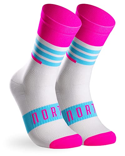 Calcetines Deportivos de Ciclismo y Running de Caña Alta para Hombre y Mujer – Revolt (37-39, Pink)