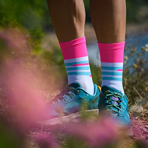 Calcetines Deportivos de Ciclismo y Running de Caña Alta para Hombre y Mujer – Revolt (37-39, Pink)