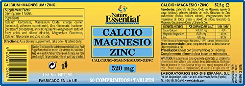 Calcio, magnesio y zinc 520 mg. 50 comprimidos
