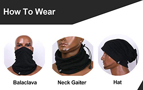 Calentador de Cuello Polaina Mascarilla Bandana para Hombres Mujeres Pasamontañas Cubierta Facial Invierno Verano Bufanda (Negro)