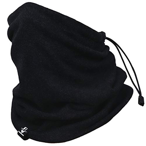 Calentador de Cuello Polaina Mascarilla Bandana para Hombres Mujeres Pasamontañas Cubierta Facial Invierno Verano Bufanda (Negro)