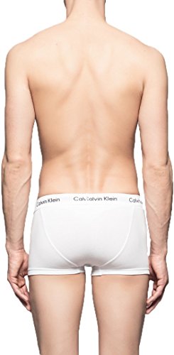 Calvin Klein 3 Pack Low Rise Trunks-Cotton Stretch Bóxers, Multicolor (White/Red Ginger/Pyro Blue I03), S (Pack de 3) para Hombre