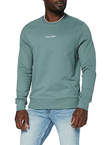 Calvin Klein Center Logo Sweatshirt, Sudadera para Hombre, Verde (Balsam Green), S