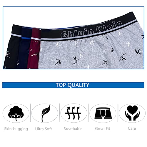 Calzoncillos Boxer para Hombre Ropa Interior con algodón Premium - Frente Grande en Y - Paquete de 4 Multicolores - Troncos de diseño Italiano (5036, M)