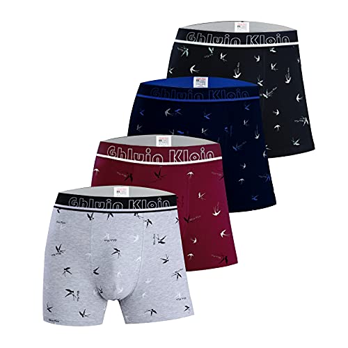 Calzoncillos Boxer para Hombre Ropa Interior con algodón Premium - Frente Grande en Y - Paquete de 4 Multicolores - Troncos de diseño Italiano (5036, M)