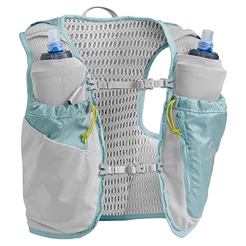 CamelBak Ultra Pro Vest W'S 6 l + 2 Quick Stow Flask (S,M,L) Run HIDRATACIÓN, Adultos Unisex, M Aqua Sea/Silver, 6 litros